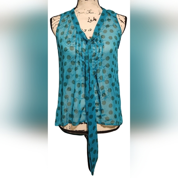 Xhilaration Sheer Teal Blouse - Picture 3 of 9